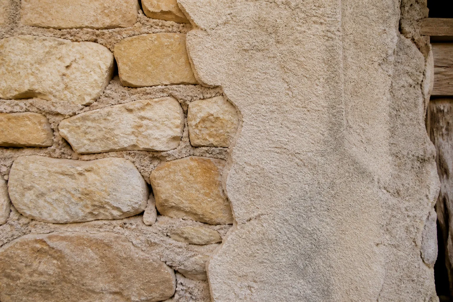Exposed stone vs lime plaster for French barn walls