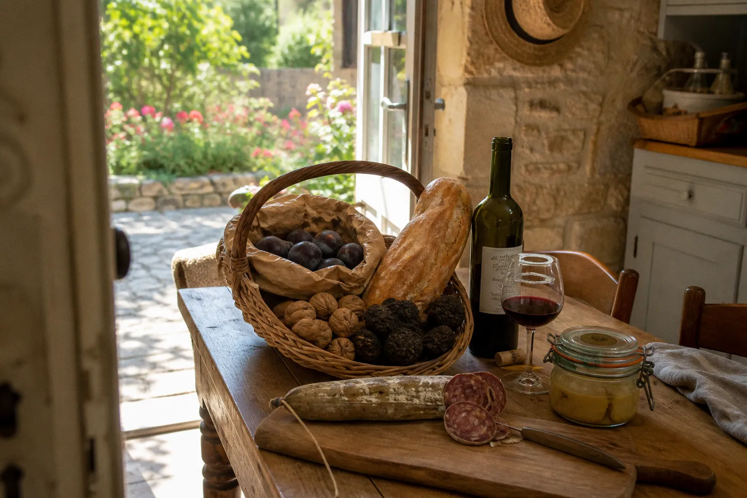 Périgord dinner route: from market to gite kitchen
